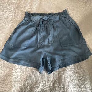Women's Blue Tie-Waist Shorts